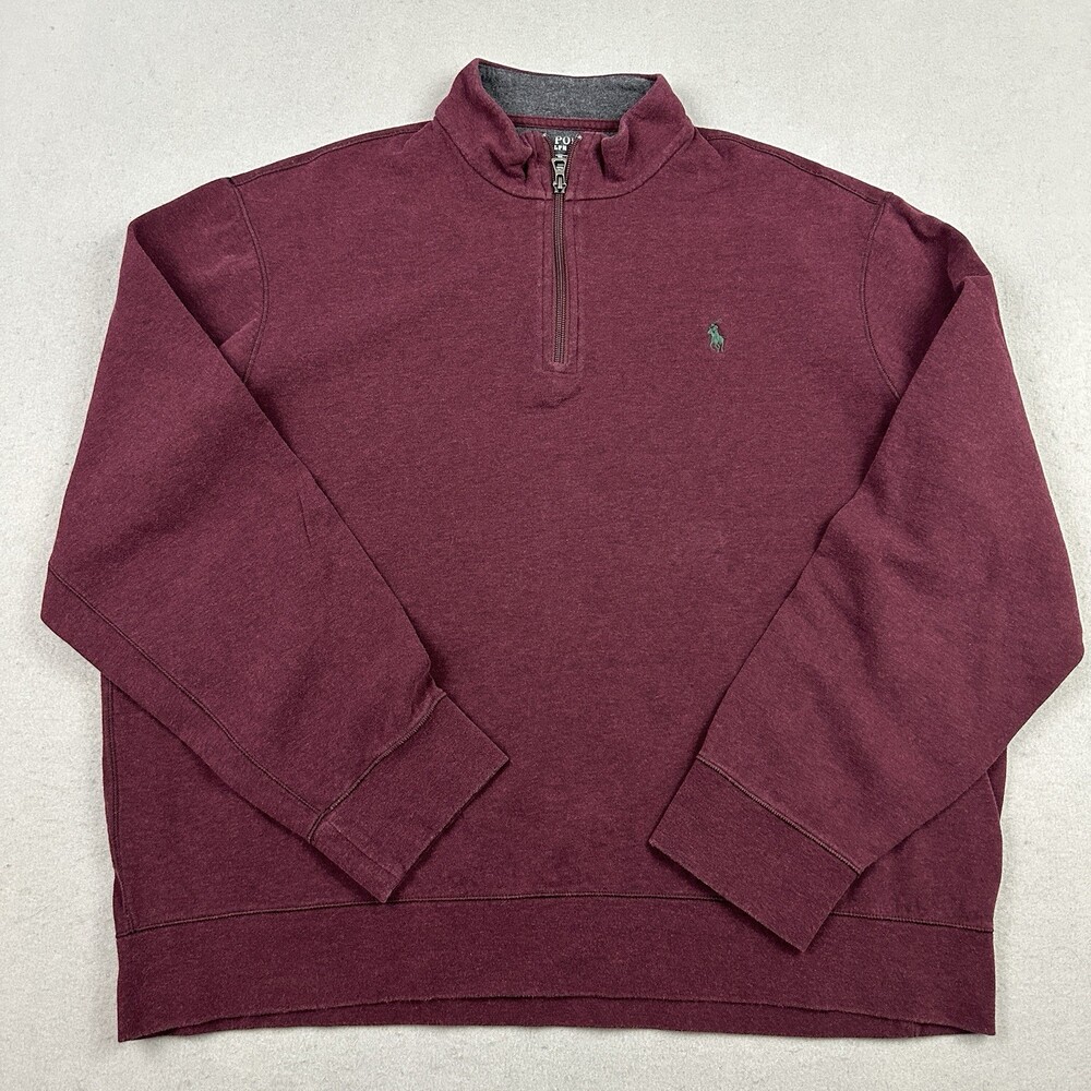 Polo Ralph Lauren Sweater Men XL Burgundy 1/4 Zip Pullover Pony Embroidery